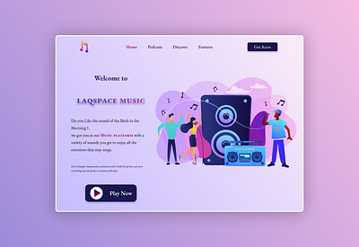 Music Landing Page design landing landing page music music design music page ui uiux design ux website