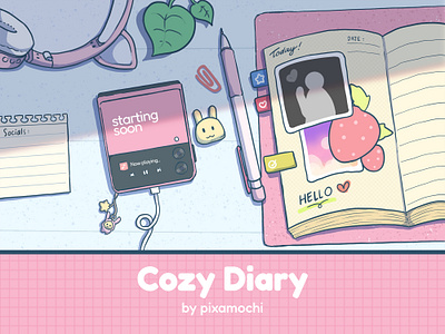 Free Stream Screen Overlay | Cozy Diary 2d background cute design drawing illustration kawaii overlay stream streamer streaming streamoverlay twitch twitchoverlay twitchscreen twitchstream twitchstreamer
