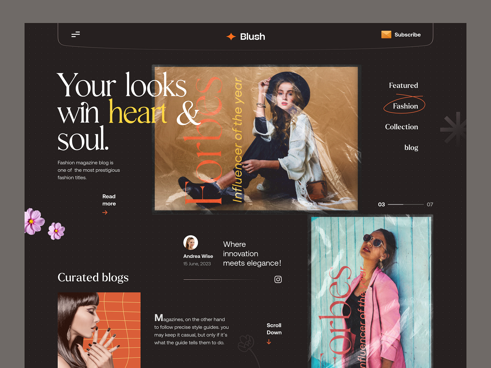 Fashion Blog Website by Farzan Faruk for Rylic Studio on Dribbble