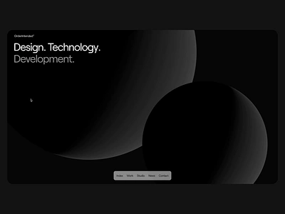 OrderIntended Web Intro 3d branding design design studio graphic design intro landing page minimal moons motion nextjs orderintended threejs ui webgl website