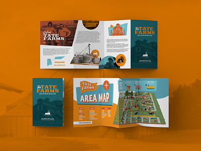 Farm History Handout and Attraction Map accordian fold adobe illustrator area map branding brochure design digital art digital illustration graphic design handout illustration print design vector