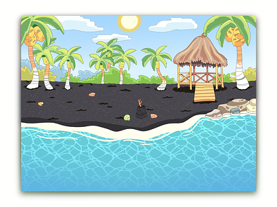 Patient Playtime: Beach Board Adventures animales beach board board game cartoon illustration kid illustration playa