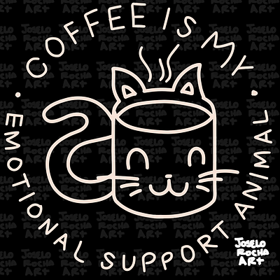 Coffee Is My Emotional Support Animal lineart