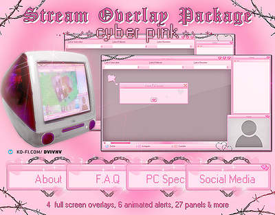 Stream Overlay Package "Cyber Pink" cute stream overlay stream stream graphics stream overlay twitch twitch design twitch graphics
