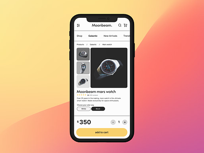 Moonbeam product page app clean daily ui ecommerce minimal mobile app modern online store product page shop ui ux web design website