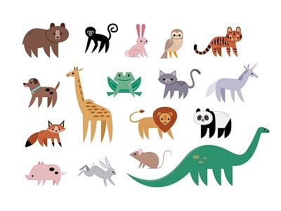 Animal Icons animals baby bunny children childrens clothing design dinosaur icon icon design icons kids panda pattern teddy bear unicorn vector