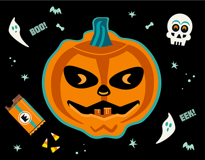 Jack-o-Lantern bone boo candy candy corn fall ghost halloween pumpkin scary skull