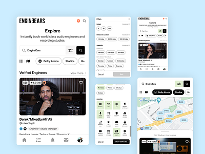 Search Filters | EngineEars booking calendar design filter filtering filters mobile music product design responsive results search search filters search results search tags tags ui ux web website