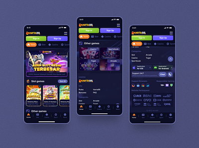 Harta88 - online casino (home page) app design casino figma mobile design online casino product design slots ui uiux