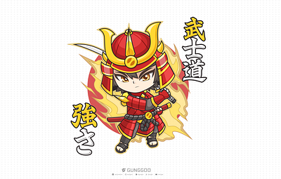 Bushido anime branding bushido character chibi design illustration japan katana logo mascot mascot logo samurai