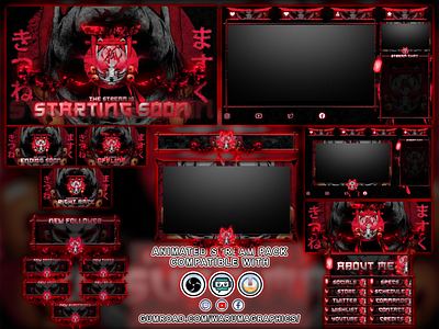 ⛩️ Twitch Overlay Pack - Japanese Kitsune 🦊 animation design graphic design illustration japan japanese japanese art kitsune mask logo motion graphics stinger transition streamgraphics streamoverlay twitch twitch alerts twitch panels twitch screens twitchoverlay ui