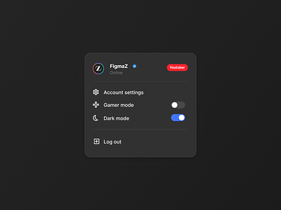 On/Off Switch #15 button card dark dark mode design fig figma icons off on on and off onoff switch switch button tag ui ux