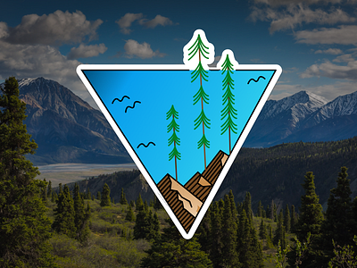Mountain Scape Sticker blue clean illustration illustrator modern mountain nature sticker tree