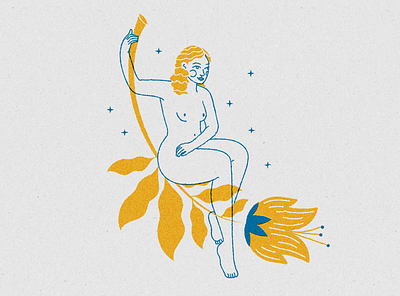 Botanical Girl astrology body flower girl icon illustration magic mystic stars woman