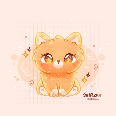 Cat Kawaii by sailizv.v adorable adorable lovely artwork concept creative cute art design digitalart illustration