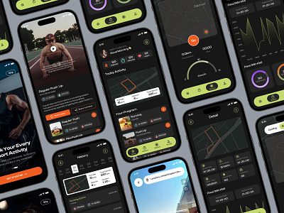 Yoss Track - Fitness Tracker App app fitness gym healt mobileapps running slab slabdsgn sport ui uiux