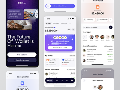 Myfin - Financial App 💵 bank bank app banking financial fintech minimal mobile mobile apps money money management online wallet savings ui uiux ux wallet