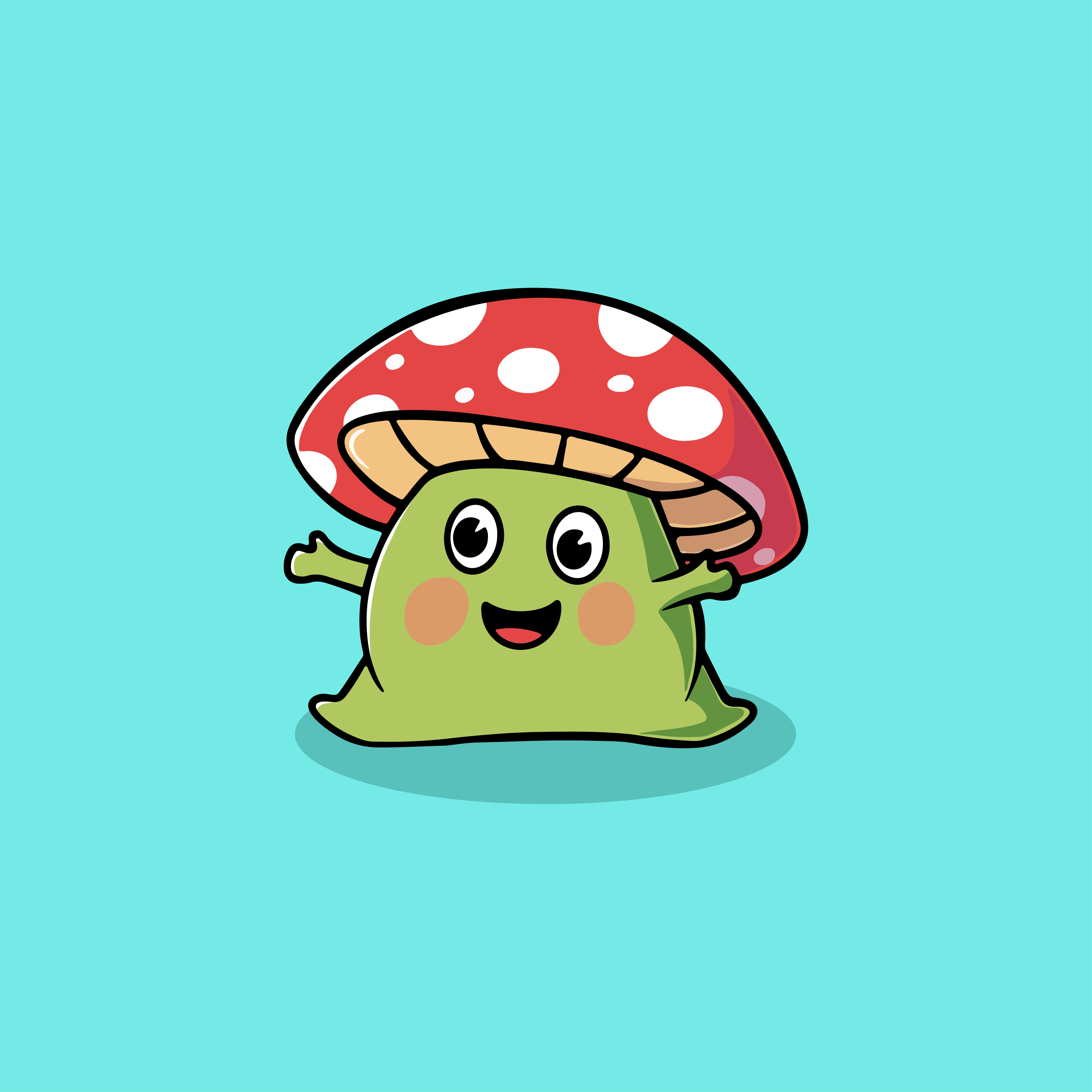 Cute happy mushroom design cartoon illustration branding graphic design health