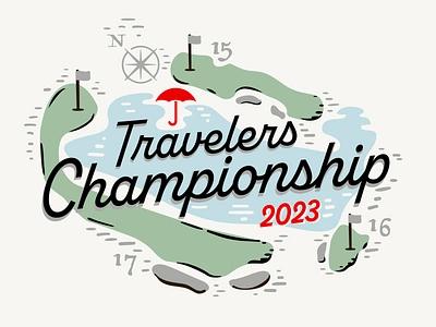 PGA Tour Travelers Championship at TPC River Highlands branding connecticut font design golf golf course illustration insurance lettering logo map pga pga tour professional sports travelers typography vintage