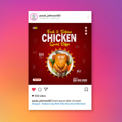 Restaurant Fast Food Social Media Instagram Post Template layout