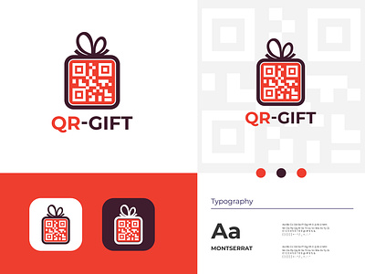 QR code Gift logo design. app apps logo branding design gift logo gradient logo graphic design illustration logo logo design qr qr code ui