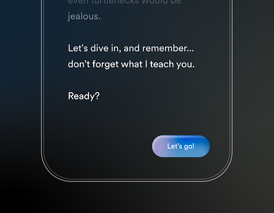 Ready? AI lesson ui ai app app design button dark mode design device frame gradient ios language learning minimal text ui ux