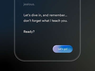 Ready? AI lesson ui ai app app design button dark mode design device frame gradient ios language learning minimal text ui ux