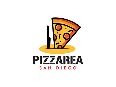 Pizzarea Logo Design branding design food food logo graphic design illustration knife logo pizza pizza logo vector
