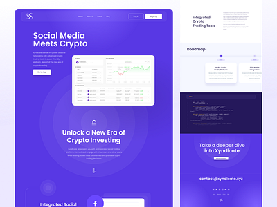 Social Media x Crypto web UI design blue clean landing page purple saas simple social media twitter ui web design website