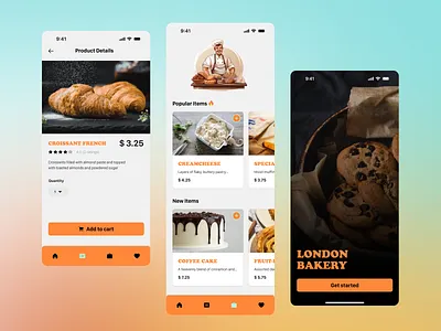 London Bakery - Bakery app concept bakery branding bread cakes concept cookies croissant design desserts figma graphics mobile mobile design mobile ui design pasties ui uidesign user experience design user interface ux