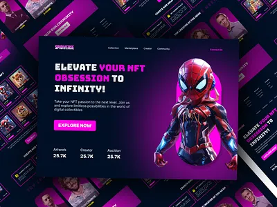 Spidiverse NFT figma metaverse nft nft design nft website spiderman ui ui design uiux design web design