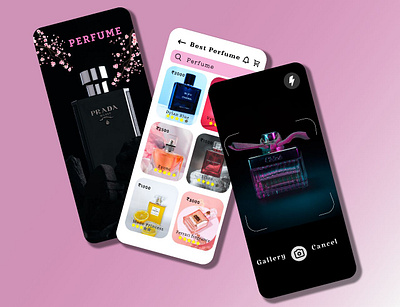 Perfume app ui design autotype black branding design dribble graphic design illustration logo perfume perfumeapp photos photoshop pink ui