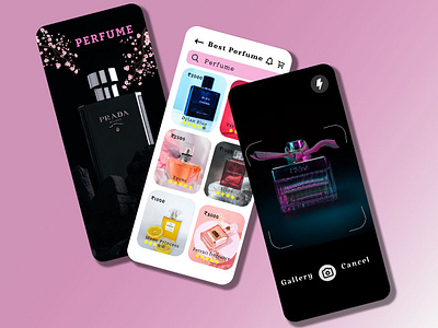 Perfume app ui design autotype black branding design dribble graphic design illustration logo perfume perfumeapp photos photoshop pink ui