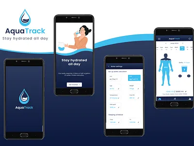 Water Tracking App app design dailyhydration drinkmorewater healthandfitnessapp hydrateyourself hydrationapp hydrationreminder mobile app design stayhydrated tracking app ui ui design uiux design user interface designer ux water tracking app