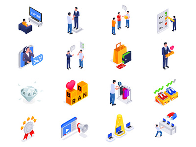Customers Experience Isometric Icon Pack awareness icon brand icon consideration icon customer icon evaluation icon follow icon interest icon loyalty icon man icon product advocacy icon purchase icon quality icon recognition icon retention icon satisfaction icon service icon trust icon value icon vector icon