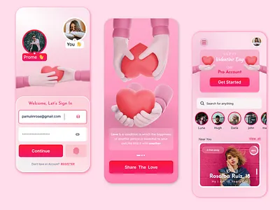 Valentine day UI design autotype branding design dribble graphic design illustration logo love mobile app photos photoshop pink ui valentine valentines day