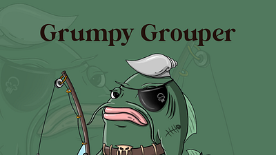 Grumpy grouper character design crypto crypto art graphic design illustration nft nft art nft artist nft artists