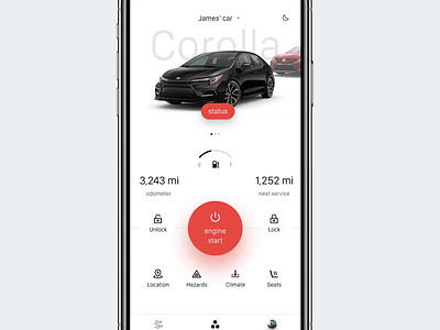 Car status check animation automotive car app figma figma prototype mobile app status toyota vehicle