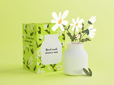 Ceramic Vase Packaging Design 3d 3d modeling box design branding ceramics decor design design studio digital art digital illustration flower pattern graphic design handmade illustration illustrator interior packaging packaging design vase vase box