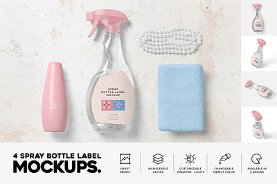 Spray Bottle Label Mockups bottle mock mockup presentation showcase