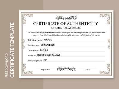 Certificate of Authenticity Free Google Docs Template certificate certificates coupon design diploma doc docs document documentation free template free template google docs google google docs ms print printing template templates word