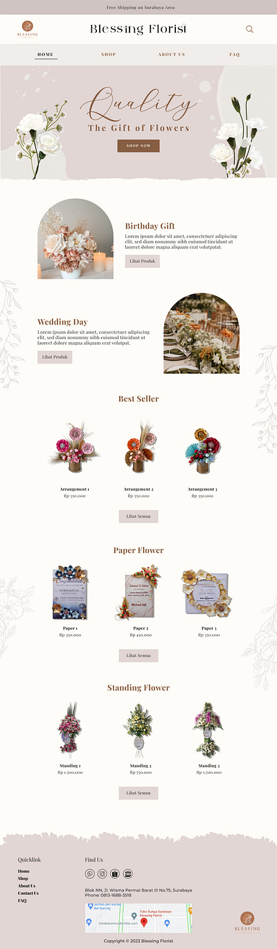 Home Blessing Florist's Website branding graphic design ui