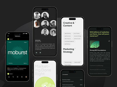 Moburst Marketing Agency - mobiles app branding clean corporate digital landing marketing mobile trend typography ui ux