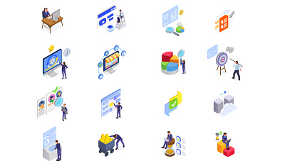 Business Software Isometric Icons Pack bpm icon call center icon cloud cum customer iocn dashboard icon data analysis icon data mining icon development iocn document software icon erp icon hr icon management software icon procurement iocn productivity software icon resource management iocn time management icon