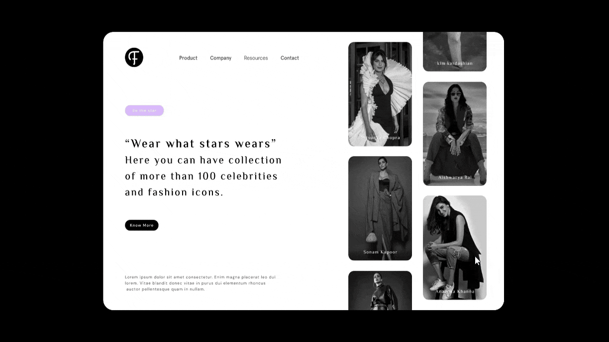 The Fashion Gallery animation interaction motion graphics ui ux web design