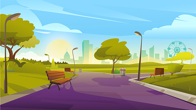 Background Cartoon Park Bench alley background bench cartoon cartoon background cartoon park city view free free background nature park