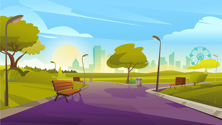Background Cartoon Park Bench by Cartoons.co on Dribbble