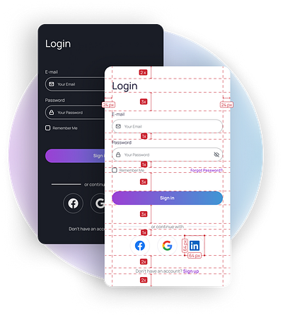 Pixel Perfect Login Page app dark mode design grid system inspiration light mode login mobile product design spacing ui ux