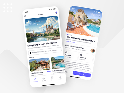Concept Design for an Airbnb-like Vacation Rental App airbnb app booking design holiday hotel minimal mobile reservation tourism travel trip ui ux vacation