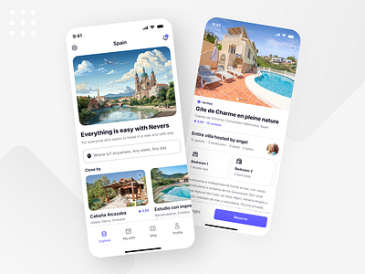 Concept Design for an Airbnb-like Vacation Rental App airbnb app booking design holiday hotel minimal mobile reservation tourism travel trip ui ux vacation